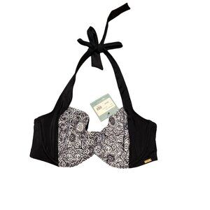 Panache Women's Black/White Samara Halter Balconnet Bikini Top Size 34E NWT